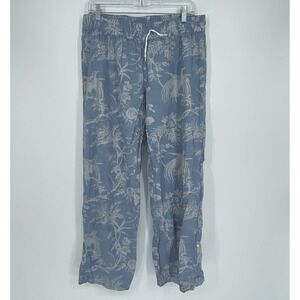 GapBody Women's Blue‎ Floral Tropical Bird Cotton Relaxed Pajama PJ Pants Size M
